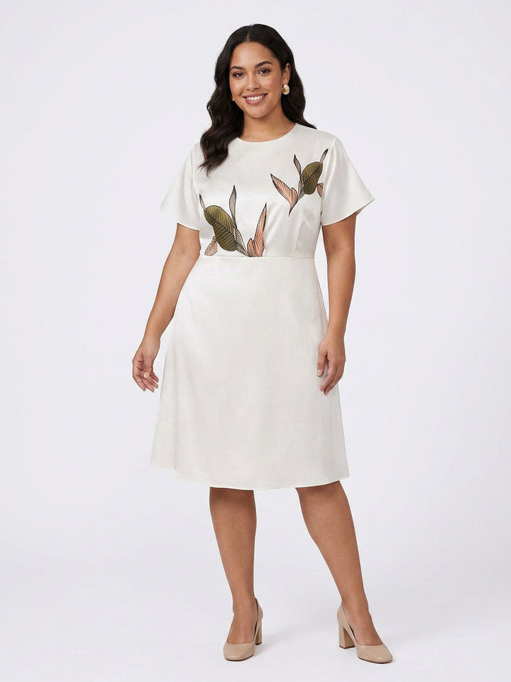 Judy | Abito Midi Satin Bianco con Maniche Corte