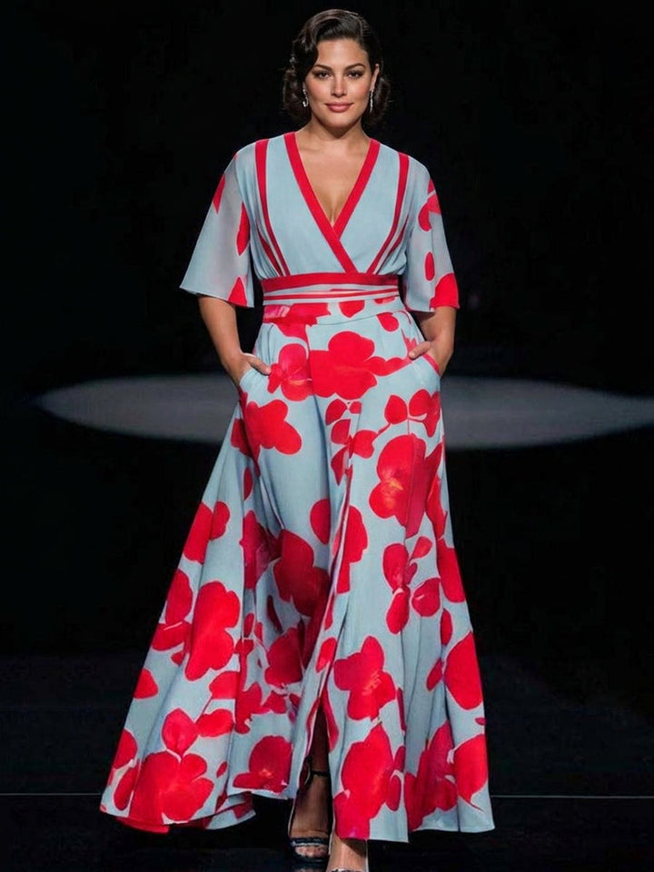 Lea | Insieme Elegante Abito Lungo Chic Seaside con Maniche Medie