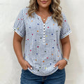 Olivia | Blusa a Righe con Stampa Cuori