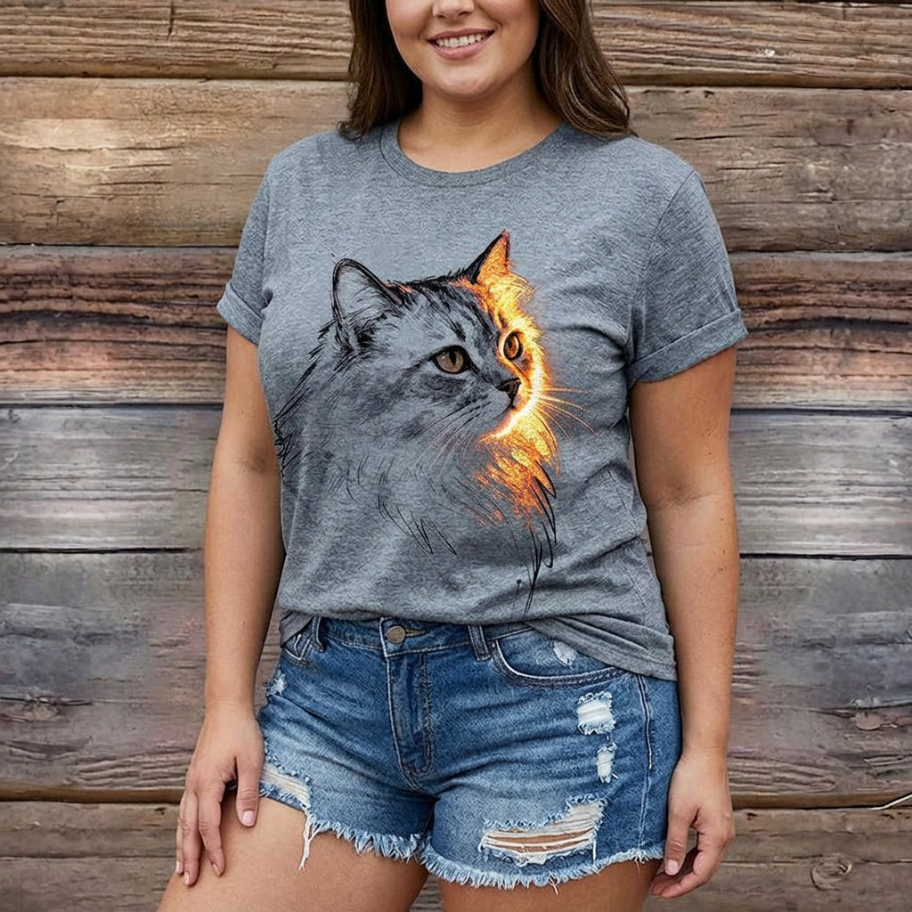 Mia | T-Shirt Casual con Stampa Gatto