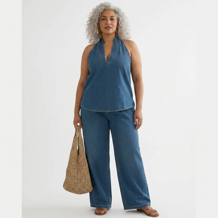 Ivy | Completo Due Pezzi in Denim Vintage Lavato Morbido