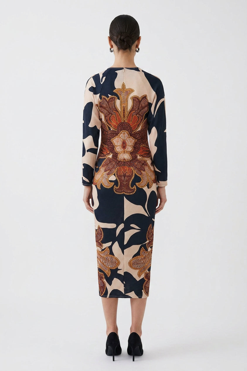 Eva | Abito Midi Dolman con Stampa Sun Escape