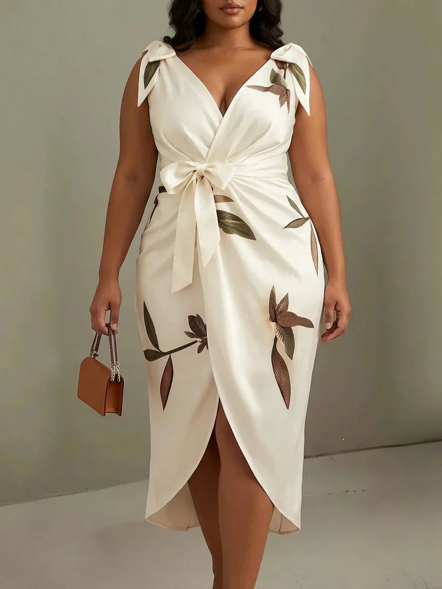 Judy | Abito Midi Satin Bianco con Maniche Corte