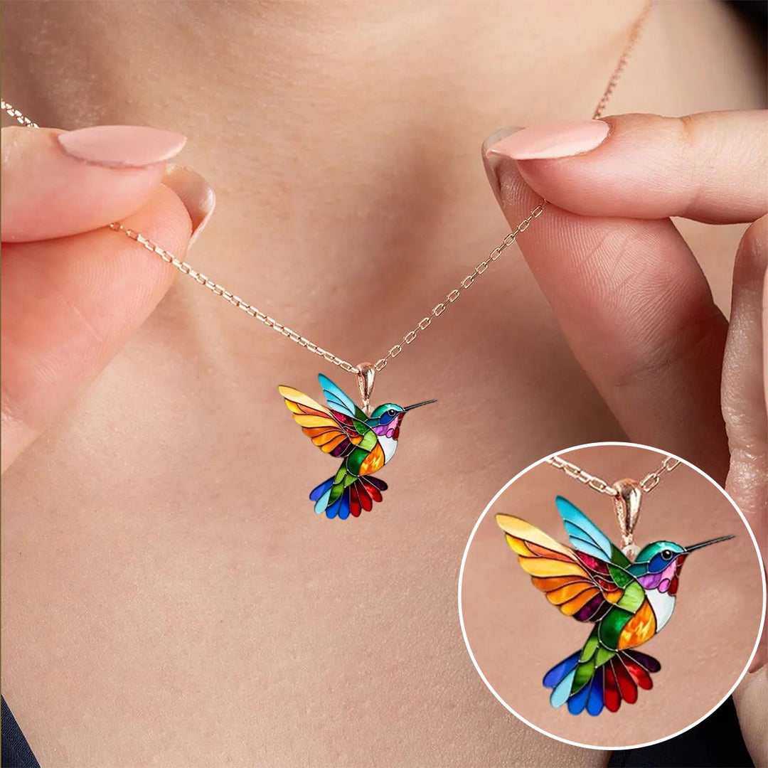 Lioran – Collana con pendente a forma di colibrì con un tocco di gioia