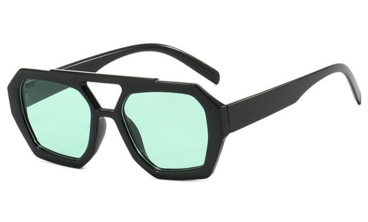 Occhiali da sole, montatura geometrica con doppio ponte, acetato, giallo/marrone, Donna