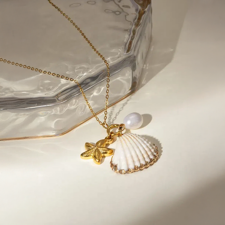 Avelia | Collana con Stella Marina e Perla in Stile Marittimo