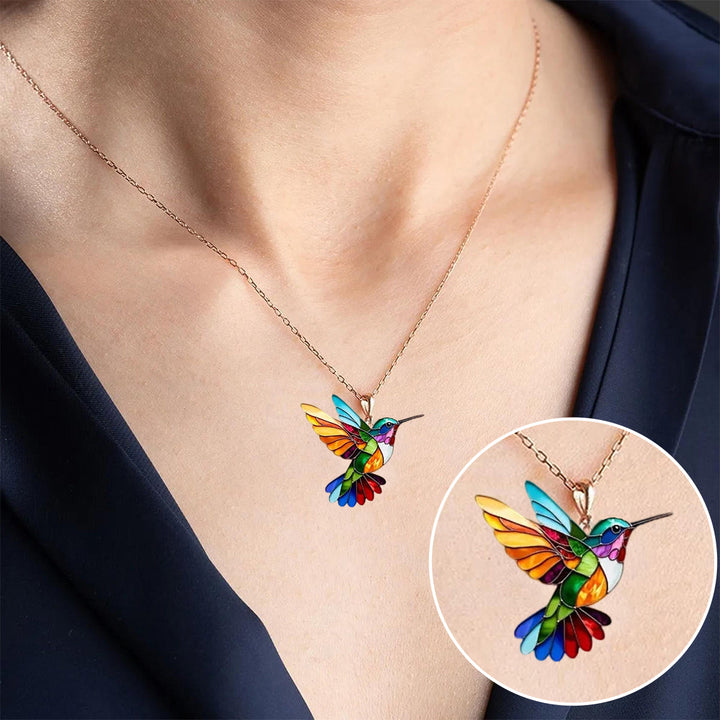Lioran – Collana con pendente a forma di colibrì con un tocco di gioia