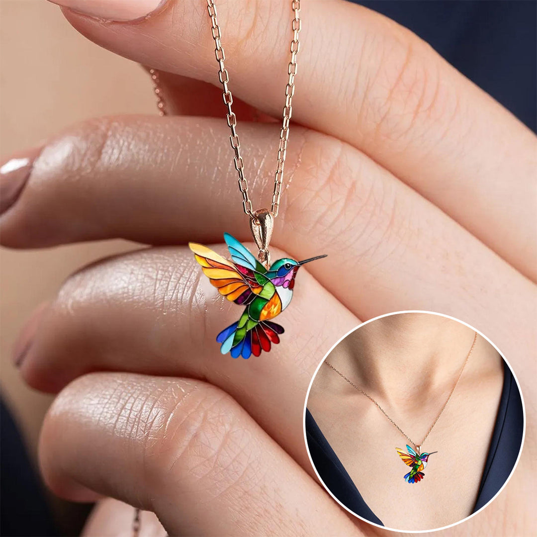 Lioran – Collana con pendente a forma di colibrì con un tocco di gioia
