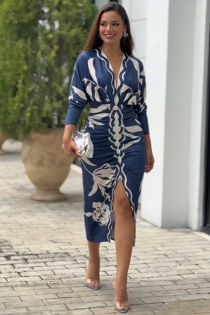 Eva | Abito Midi Dolman con Stampa Sun Escape