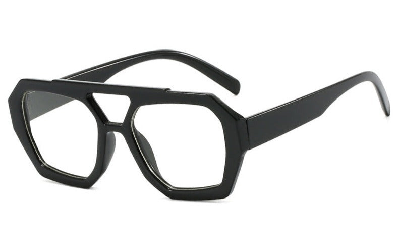 Occhiali da sole, montatura geometrica con doppio ponte, acetato, giallo/marrone, Donna