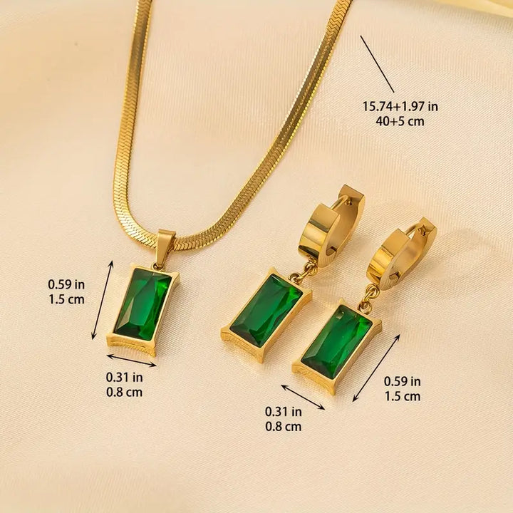 Elvine – Set di Gioielli Geometria Emeralda