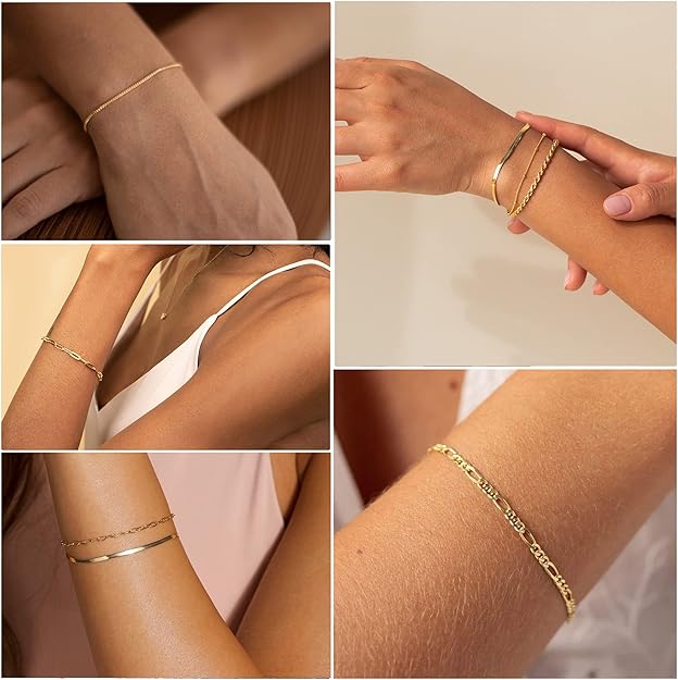 Auremia – Set di Bracciali in Catena d'Oro