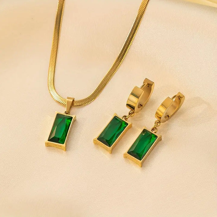 Elvine – Set di Gioielli Geometria Emeralda