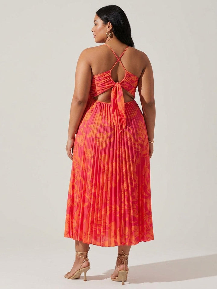 Heather | Collezione Abito Midi Plissettato con Stampa Floreale Chic Costiera Elegante
