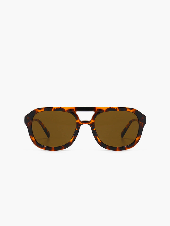 Occhiali da sole, montatura in acetato tartarugato marrone, aviator oversize, acetato, Donna
