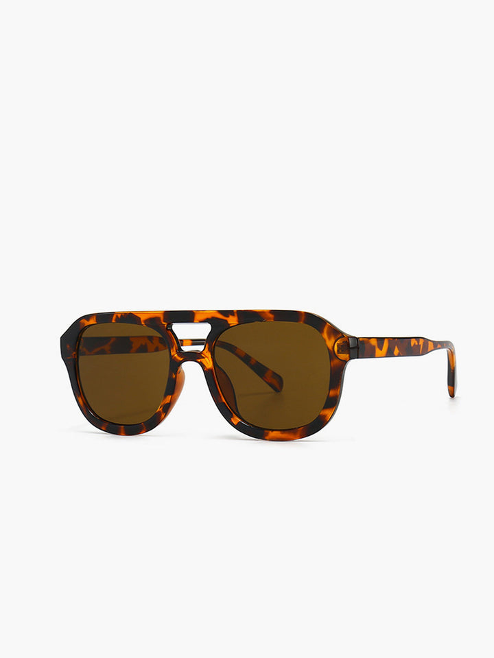 Occhiali da sole, montatura in acetato tartarugato marrone, aviator oversize, acetato, Donna