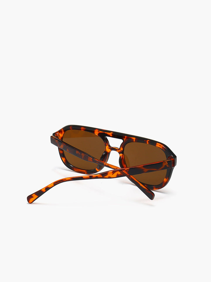 Occhiali da sole, montatura in acetato tartarugato marrone, aviator oversize, acetato, Donna