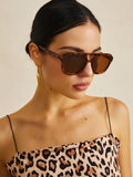 Occhiali da sole, montatura in acetato tartarugato marrone, aviator oversize, acetato, Donna