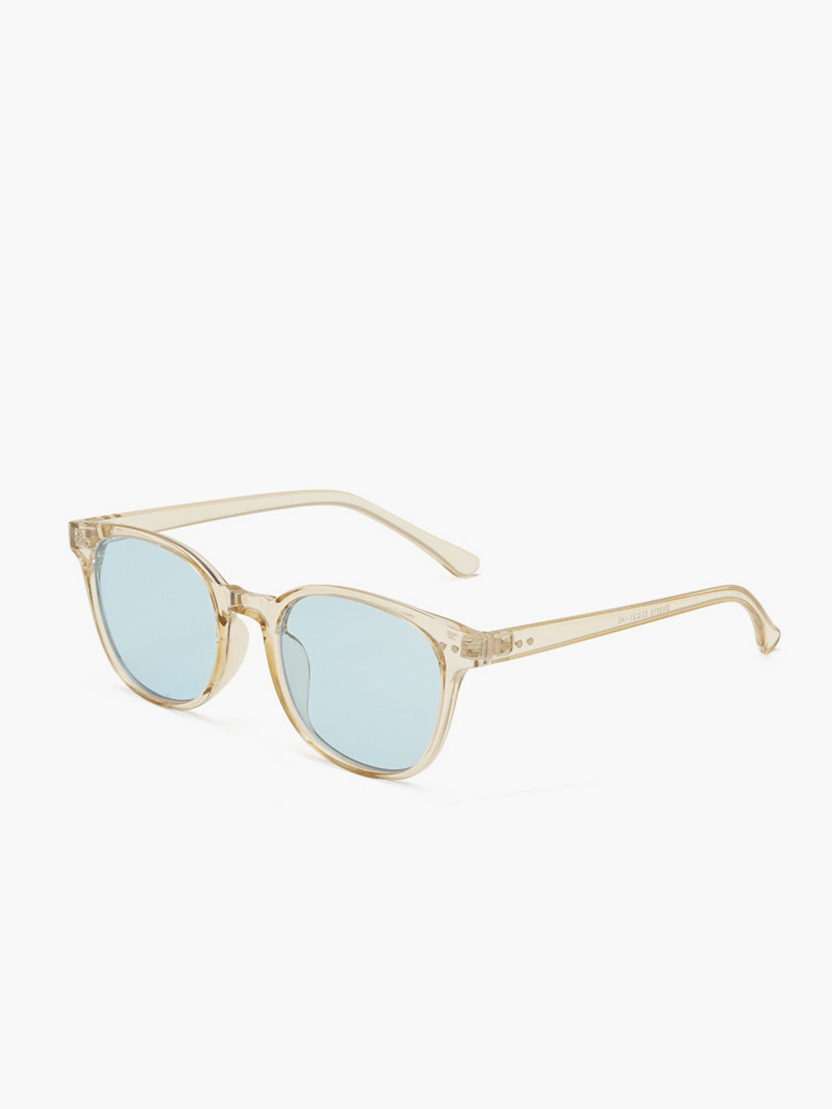 Occhiali da sole, montatura in acetato trasparente beige con lenti azzurro chiaro, acetato, Donna