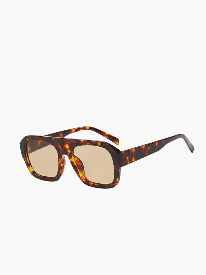 Occhiali da sole, forma piatta, oversize, montatura spessa, acetato, marrone o nero, Donna