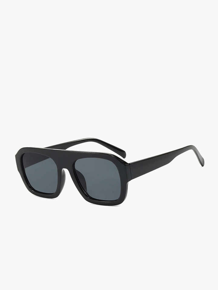 Occhiali da sole, forma piatta, oversize, montatura spessa, acetato, marrone o nero, Donna
