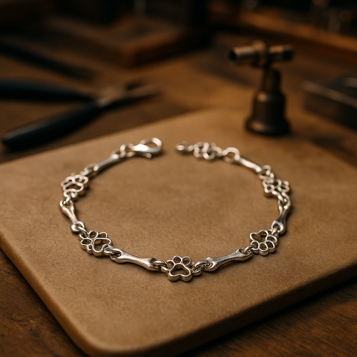 Solana – Bracciale con Catena a Paws e Osso con Ciondolo Silenzioso
