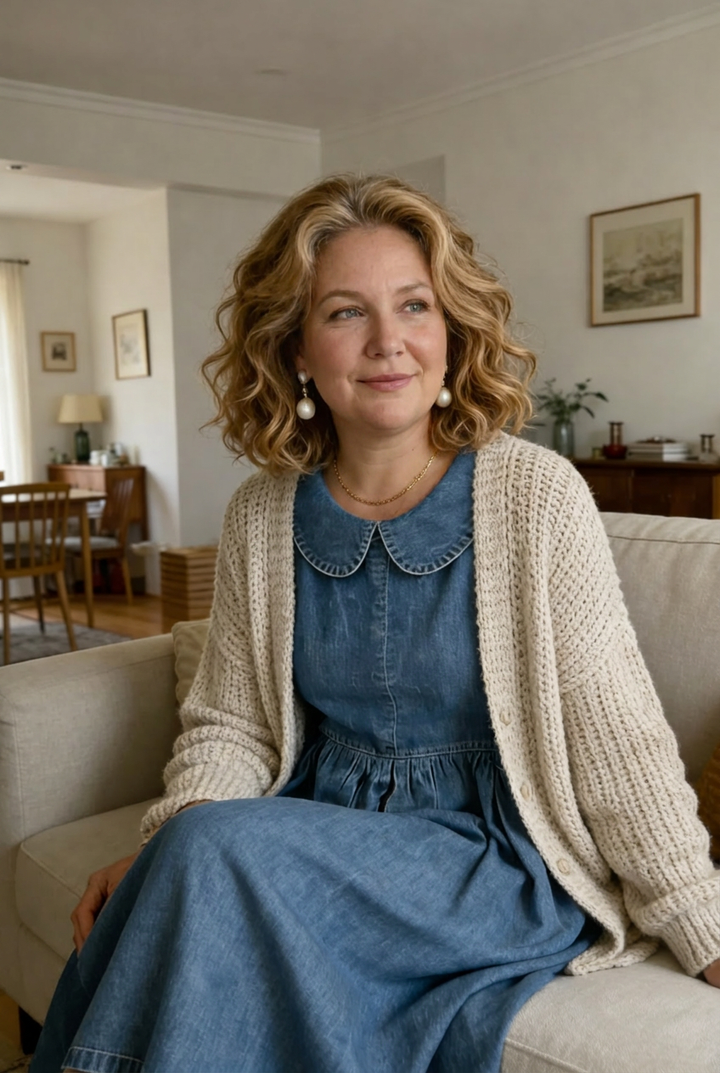 Clara | Vestito in Denim con Colletto Peter Pan