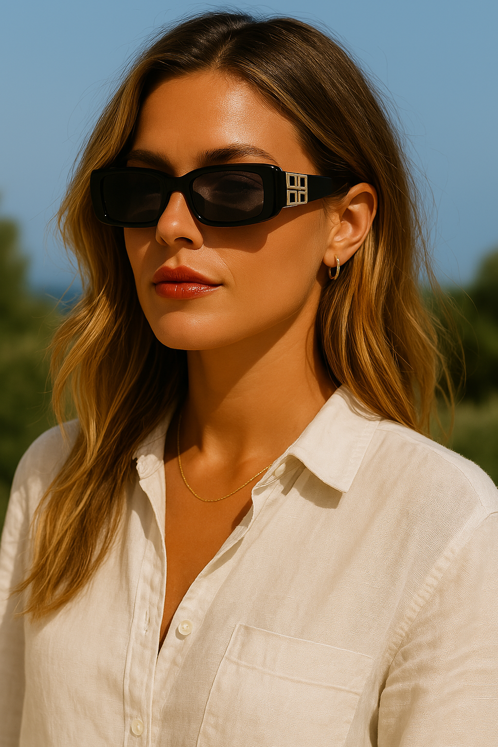 Occhiali da sole, dettaglio logo in metallo color oro, acetato e metallo, nero, Donna