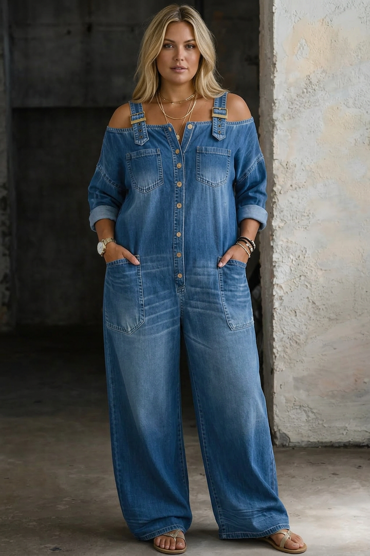 Sophia | Tuta in Denim con Spalle Scoperte