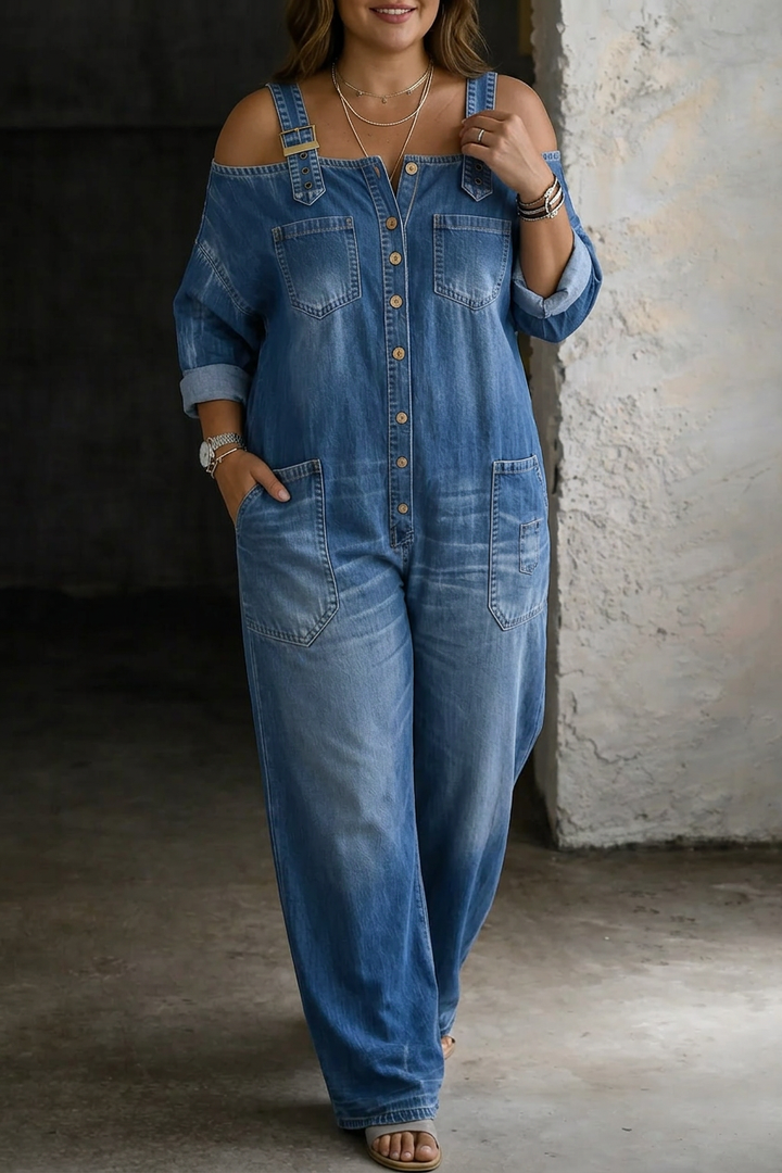 Sophia | Tuta in Denim con Spalle Scoperte