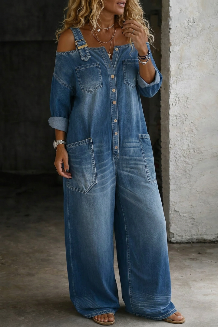 Sophia | Tuta in Denim con Spalle Scoperte