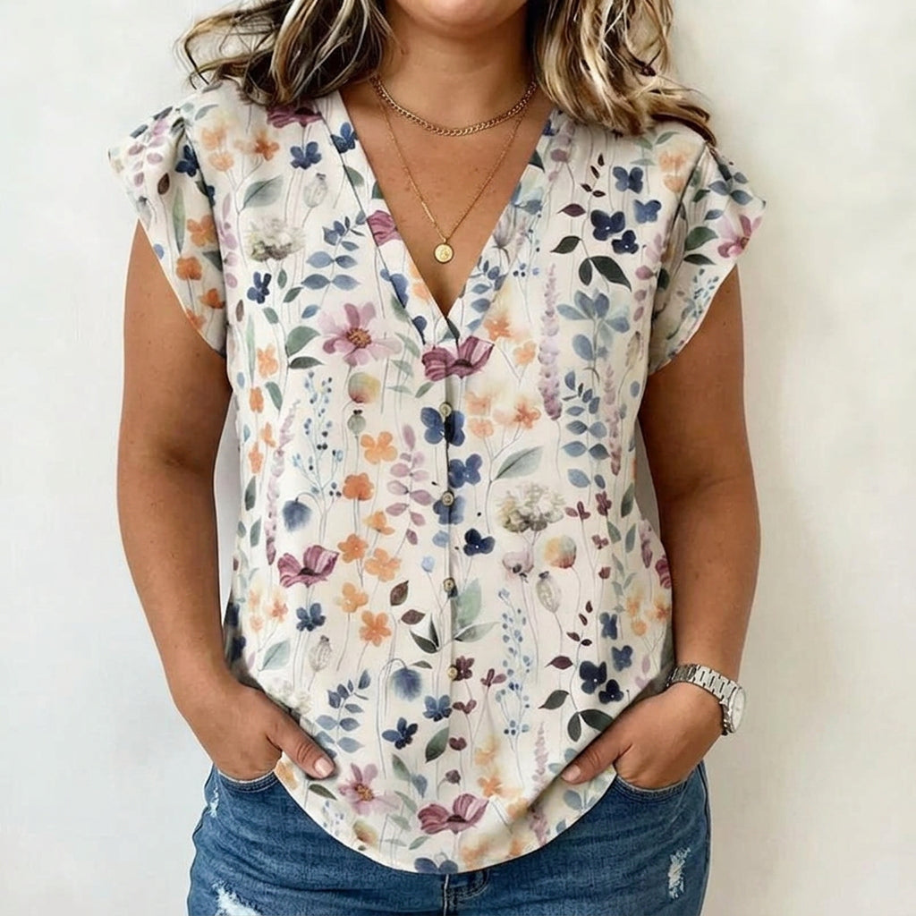 Evelyn | Camicia Vintage con Stampa Floreale