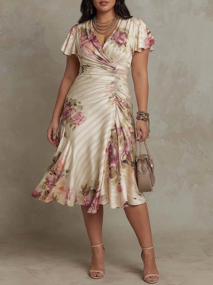 Margherita | Abito Midi in Raso Floreale Vintage
