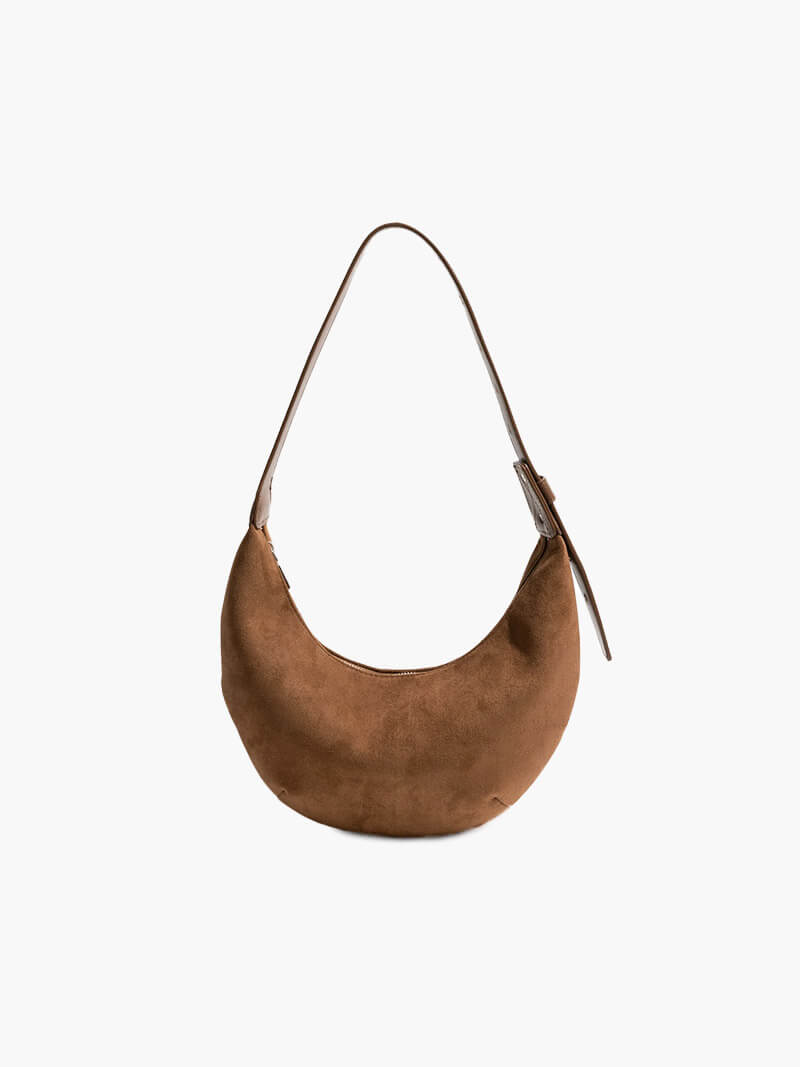 Coralie | Borsa in Finta Suede a Mezza Luna