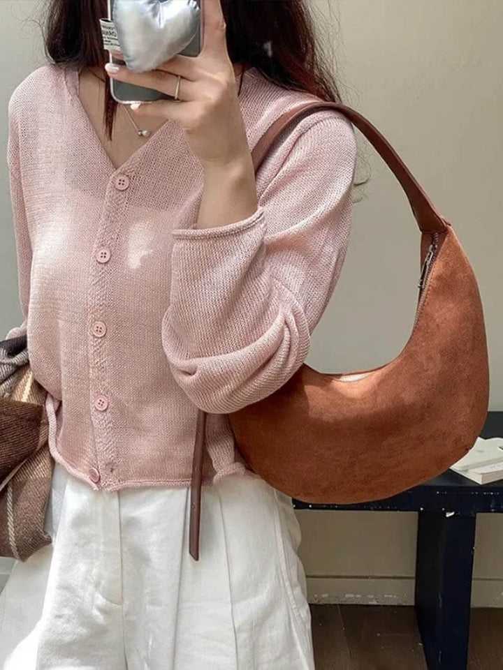 Coralie | Borsa in Finta Suede a Mezza Luna