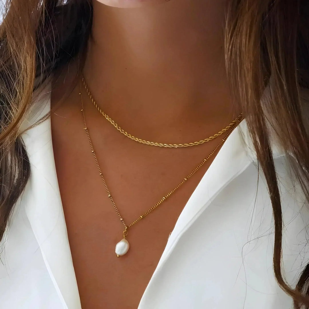 Séravelle | Set di Choker Moderno con Pendente in Perla