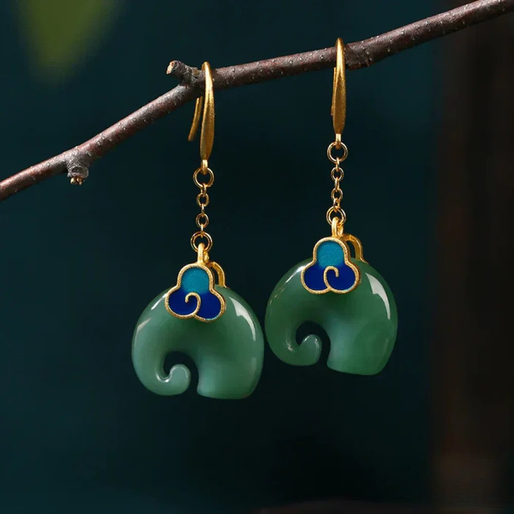 Orecchini Elefante Verde Retro