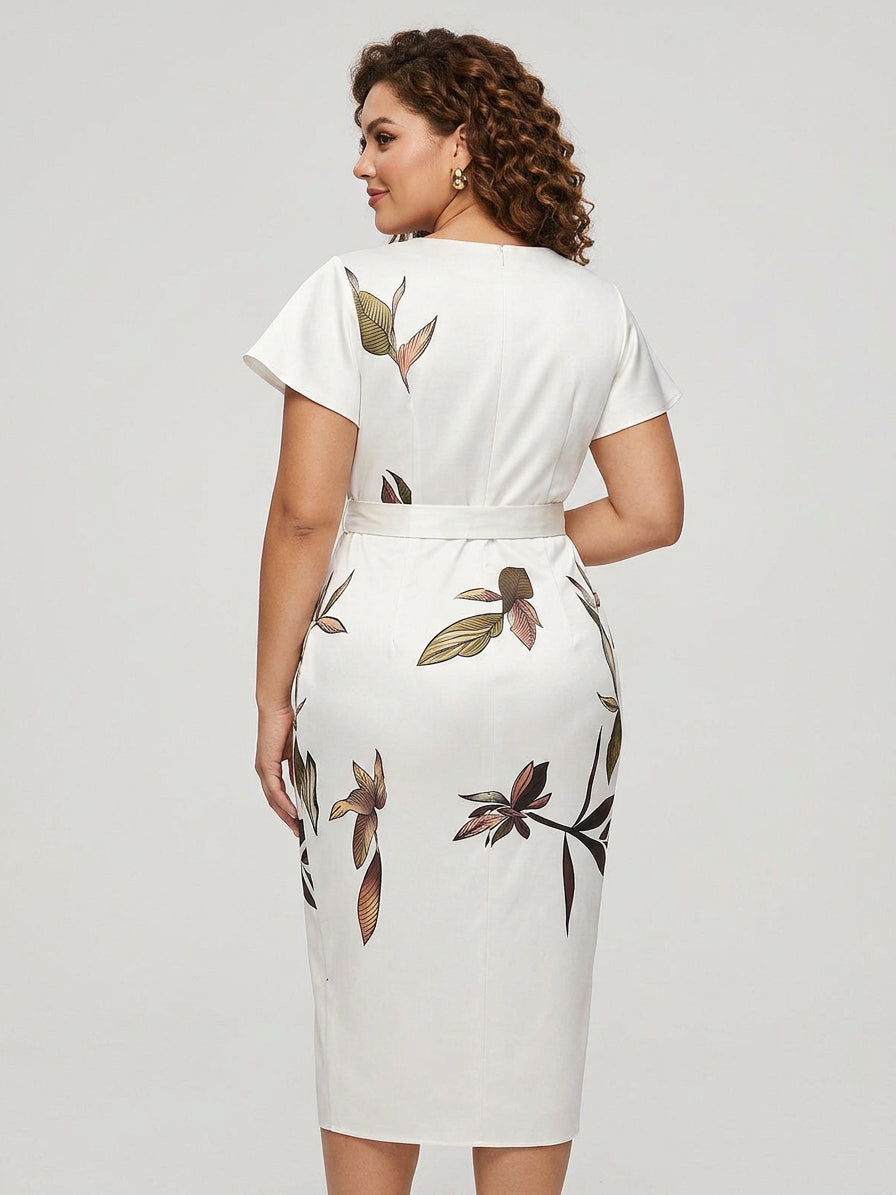 Judy | Abito Midi Satin Bianco con Maniche Corte