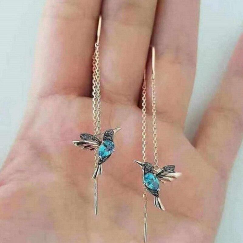 Aveline – Orecchini a forma di colibrì con smalto