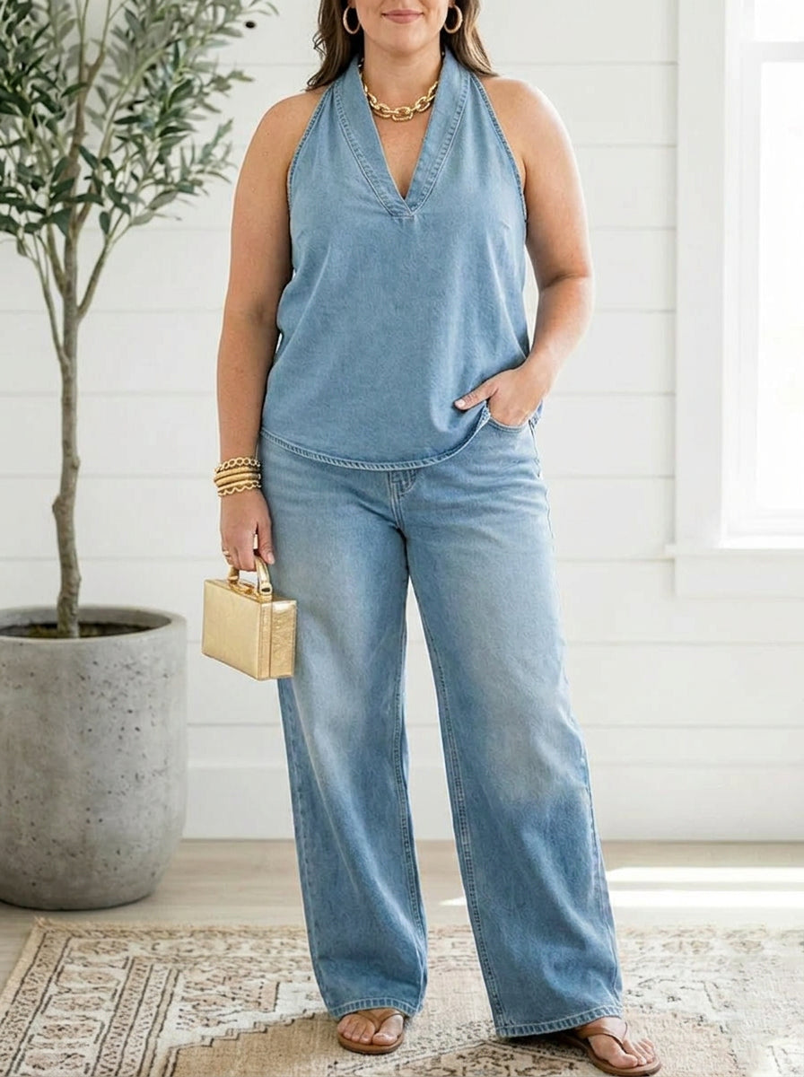 Ivy | Completo Due Pezzi in Denim Vintage Lavato Morbido