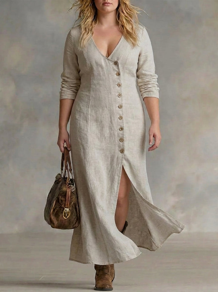 Elara | Vestito Maxi con Bottoni