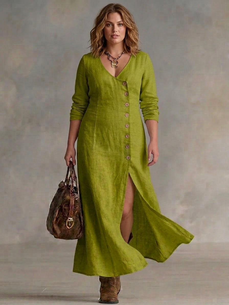 Elara | Vestito Maxi con Bottoni