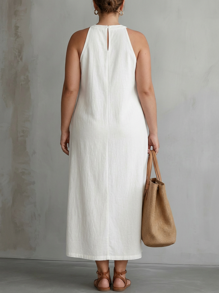 Celine | Abito Midi Senza Maniche con Dettagli in Pizzo