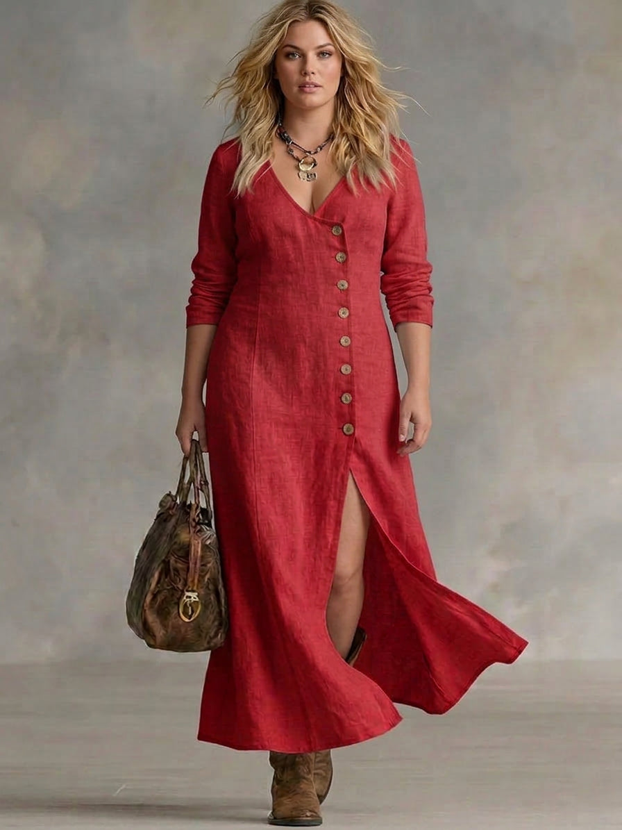 Elara | Vestito Maxi con Bottoni
