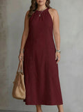 Celine | Vestito Midi Senza Maniche con Dettagli in Pizzo