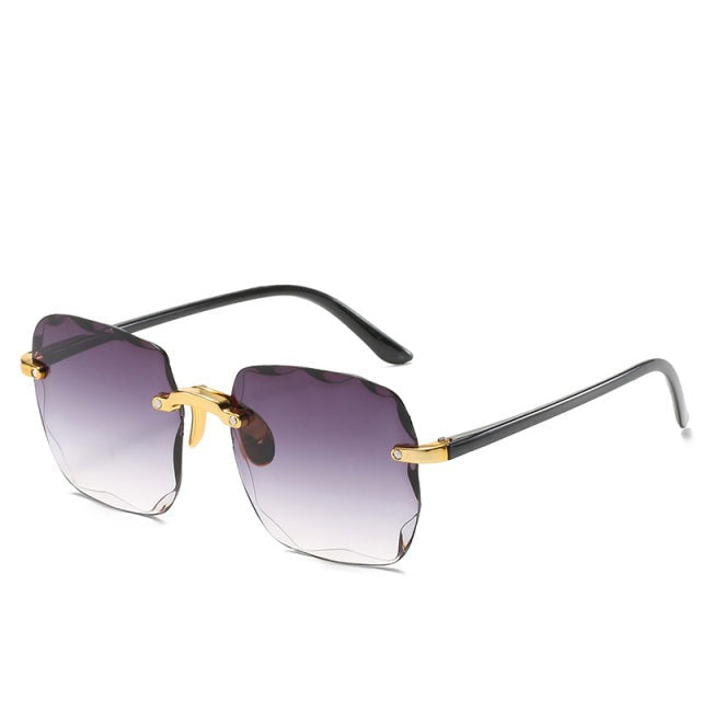 Occhiali da sole, lenti senza montatura ondulate, policarbonato, marrone/grigio, Donna