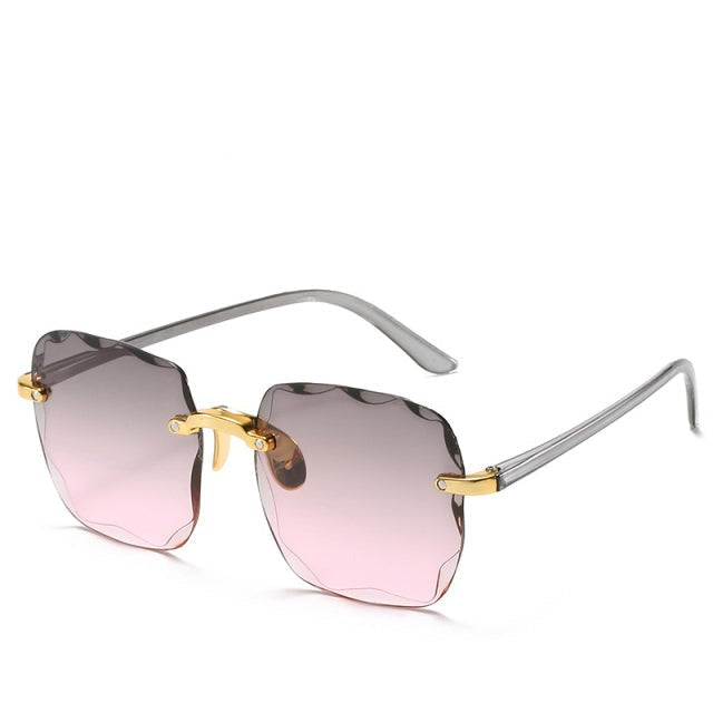 Occhiali da sole, lenti senza montatura ondulate, policarbonato, marrone/grigio, Donna