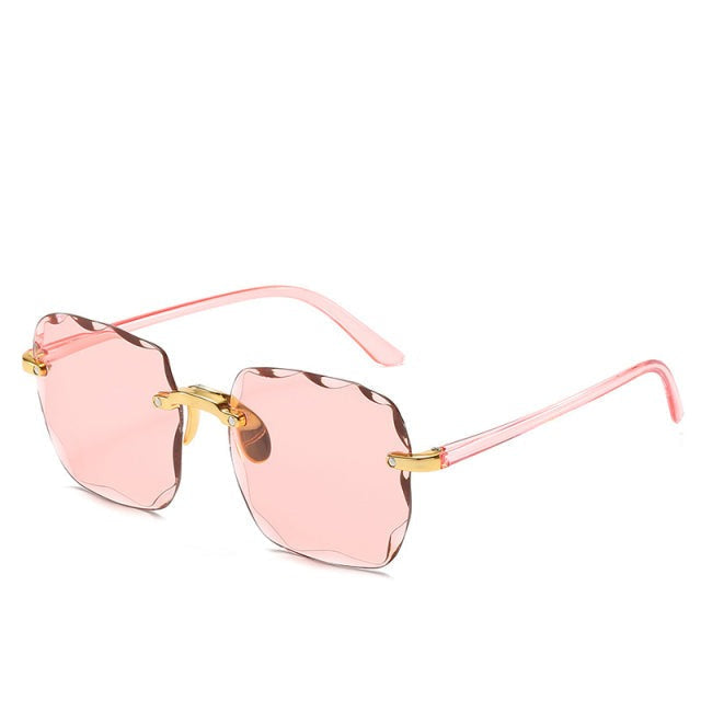 Occhiali da sole, lenti senza montatura ondulate, policarbonato, marrone/grigio, Donna