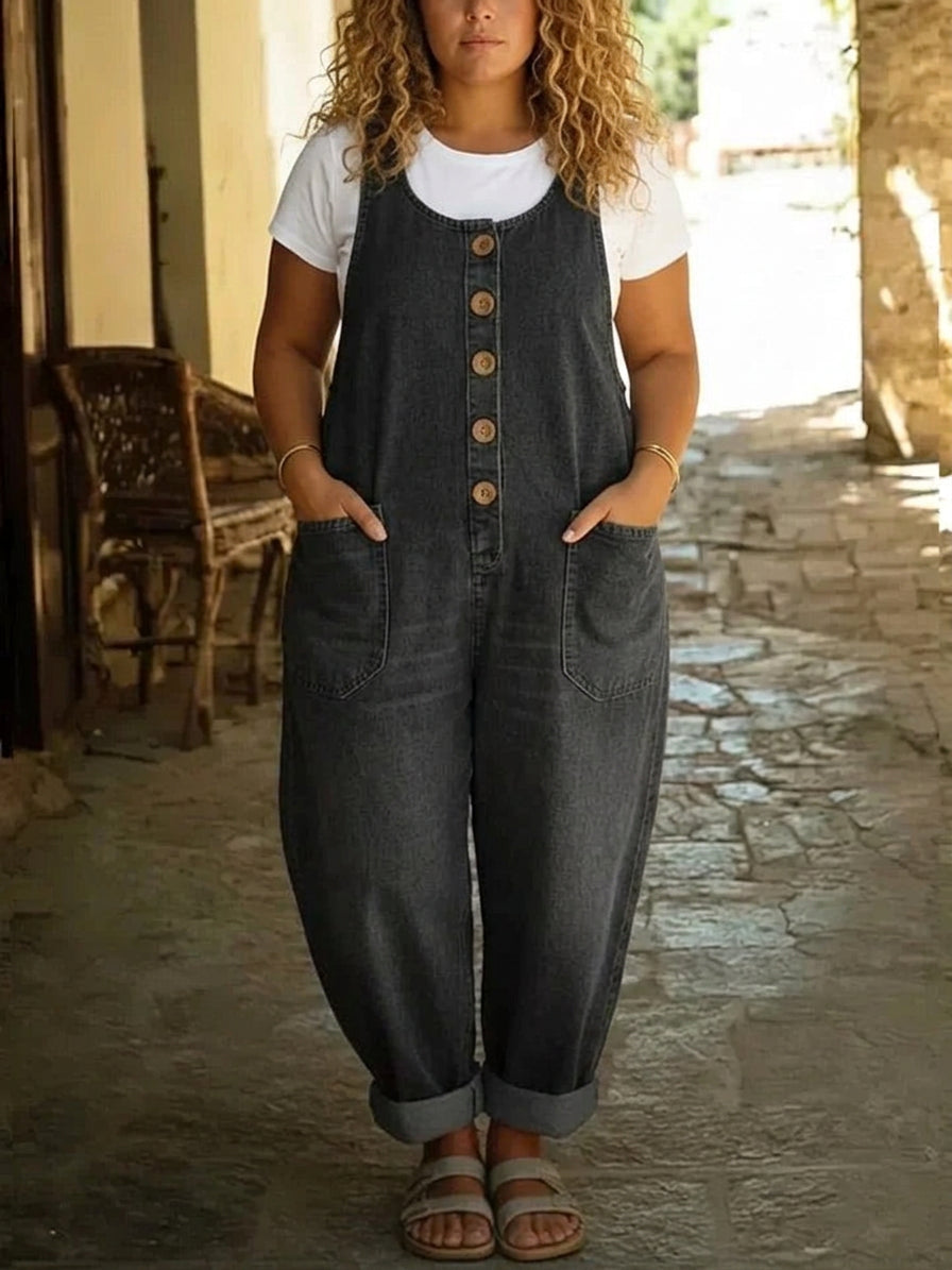 Ruth | Salopette in Denim di Cotone Vintage Lavato