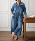 Diana | Tutone in Denim di Cotone Vintage Lavato con Chiusura a Bottoni
